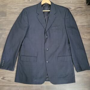 Paulo Solari Mens Blazer Coat 44XL Blue 100% Wool Single Breasted Three-Button
